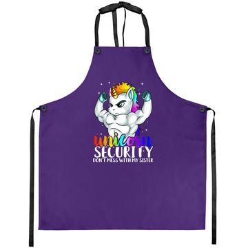 Discover Unicorn Security Dont Mess With My Sister Funny Brother Gift Apron