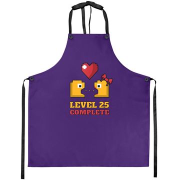 Discover Funny Gamers Level 25 Complete 25th Wedding Anniversary Apron