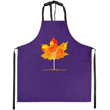 Discover Maple Leaf Autumn Tree Orange Fall Leaves Season Apron