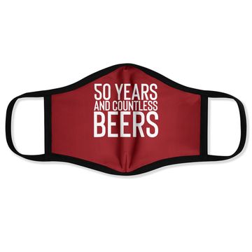 Discover 50 Years And Countless Beers Funny Drinking Face Mask