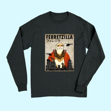 Discover Ferretzilla, Vintage Ferret Japanese Sunset Style Long Sleeves