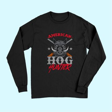Discover American Hog Hunter Swine Boar Hunting Gift Long Sleeves