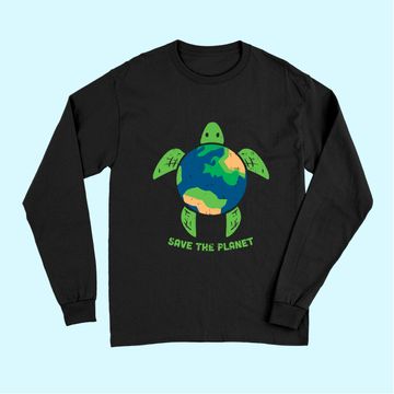 Discover Save The Planet Earth Day Environment Turtle Recycle Ocean Long Sleeves