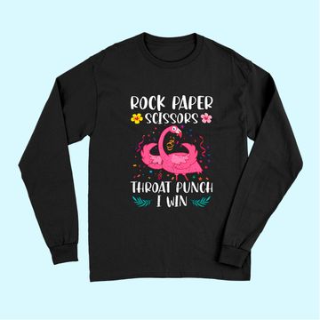 Discover Rock Paper Scissors Throat Punch I Win Flamingo Game Long Sleeves