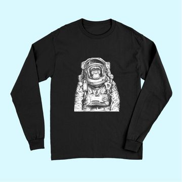 Discover Astronaut Monkey Chimpanzee Cosmonaut Astronomy Long Sleeves