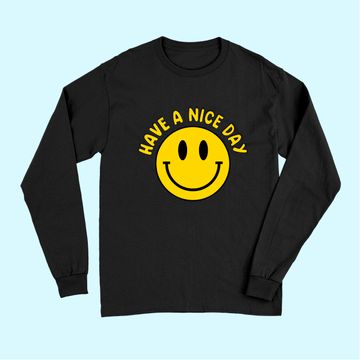 Discover Have A Nice Day Smile Happy Face Emoji Retro Long Sleeves