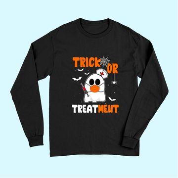 Discover Trick Or Treatment Boo Crew Funny Halloween Nurse Nursing Long Sleeves