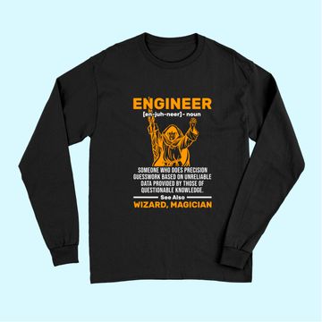 Discover Funny Wizard Engineer Definition Civil Mechanical Engineer Long Sleeves