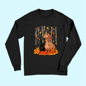Discover Hello Autumn Maple Dachshund Leaf Fall Cute Dachshund Long Sleeves