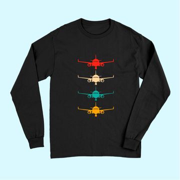 Discover Aviation Airplane Flying Airline Funny Vintage Pilot Long Sleeves