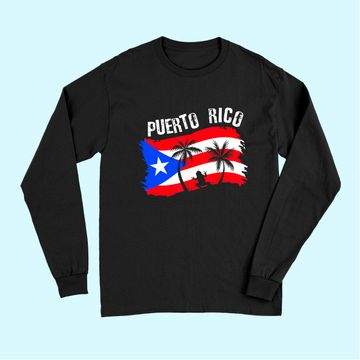 Discover Distressed Style Puerto Rico Frog Long Sleeves