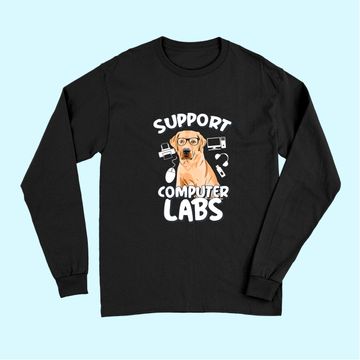 Discover Computer Lab Funny Computer Science Teacher Dog Long Sleeves