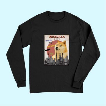 Discover Dogezilla Funny Meme Shiba Inu Dog Long Sleeves