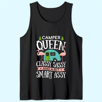 Discover Camper Queen Classy Sassy And A Bit Smart Assy Tank Top Camping RV Flamingo Trailer