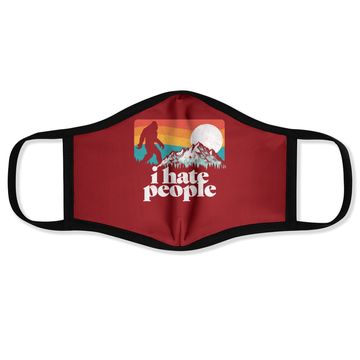 Discover I Hate People! Funny Bigfoot Mountains Retro Face Mask