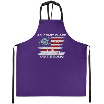 Discover Us Coast Guard Veteran Apron Vintage Veteran Flag Apron Apron