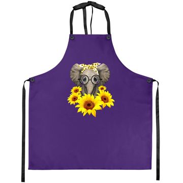Discover Elephant Sunflower Cute Elephant Love Sunflower Apron