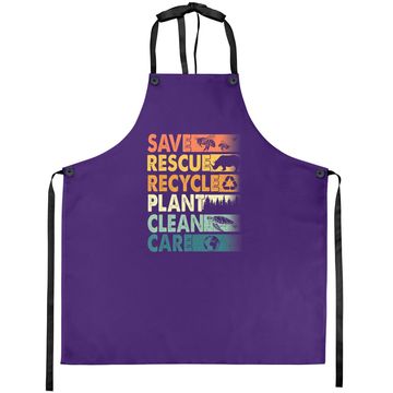 Discover Earth Day Save Bees Rescue Animals Recycle Plastics Apron