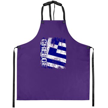 Discover Greece Flag Vintage Distressed Greece Apron