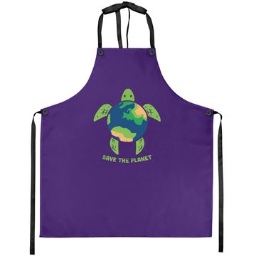 Discover Save The Planet Earth Day Environment Turtle Recycle Ocean Apron