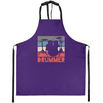 Discover Drummer Drum Set Vintage Retro Gift Apron