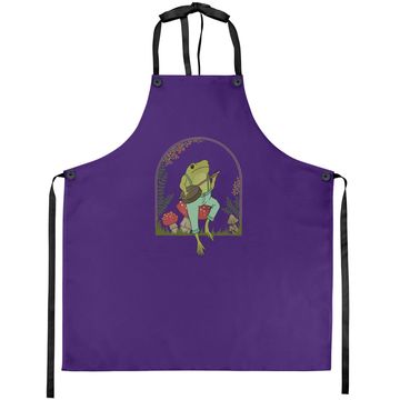 Discover Cottagecore Aesthetic Frog Playing Banjo On Mushroom Apron