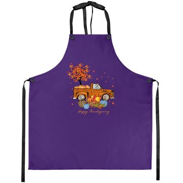 Discover Pumpkins Truck Autumn Leaf Fall  apron