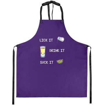 Discover Funny Tequila Lick Salt Drink It Suck Lime Drinking Apron