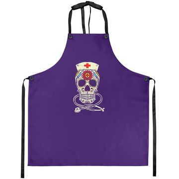 Discover Nurse Sugar Skull Stethoscope Medical Halloween Costume Apron
