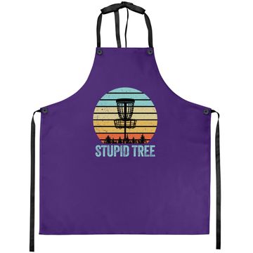 Discover Disc Golf Funny Stupid Tree Retro Apron
