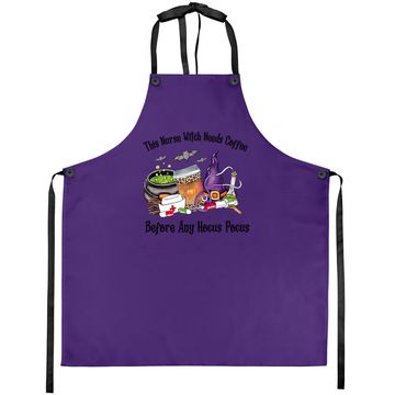 Discover This Nurse Witch Needs Coffee Before Hocus Pocus Halloween Apron
