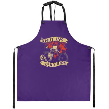 Discover Shut Up Ride Skull Motorcycle Biker Halloween Apron