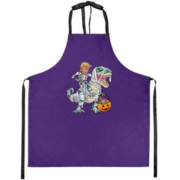 Discover Donal Trump Riding Mummy Dinosaur T-rex Halloween Apron