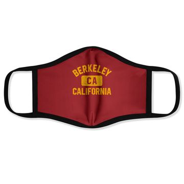 Discover Berkeley Ca California Gym Style Distressed Amber Print Face Mask
