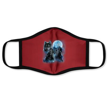 Discover Three Wolves Howling Under Icy Full Moon Face Mask