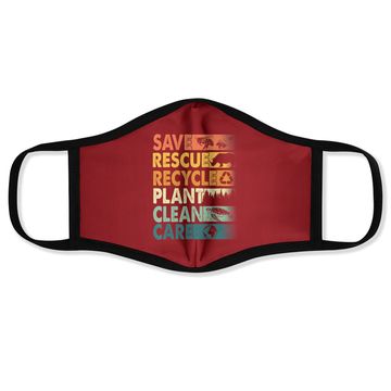 Discover Earth Day Save Bees Rescue Animals Recycle Plastics Face Mask