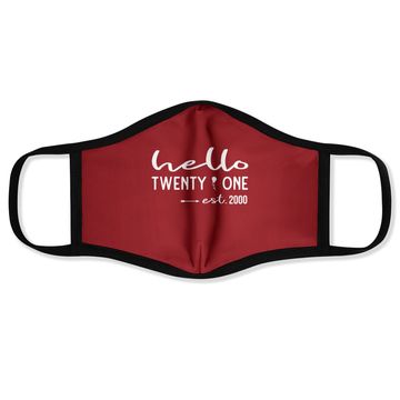 Discover Hello Twenty-one Est. 2000 21st Birthday Gift Face Mask