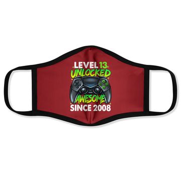 Discover Level 13 Unlocked Awesome Since 2008 13th Birthday Gaming Face Mask