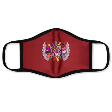 Discover No One Fights Alone Multicolor Ribbon For Cancer Awareness Face Mask