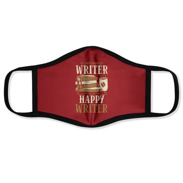 Discover Caffeinated Writing For Coffee Author Writer Face Mask