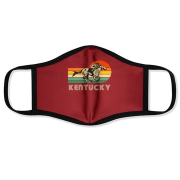 Discover Kentucky Vintage Retro Sunset Horse Racing Derby Face Mask
