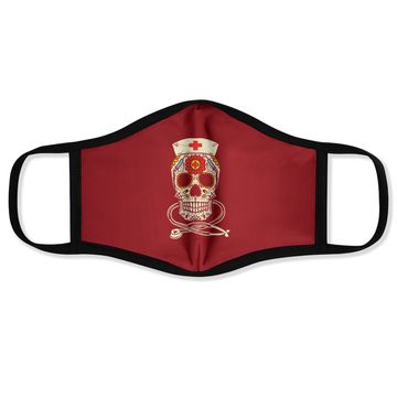 Discover Nurse Sugar Skull Stethoscope Medical Halloween Costume Face Mask