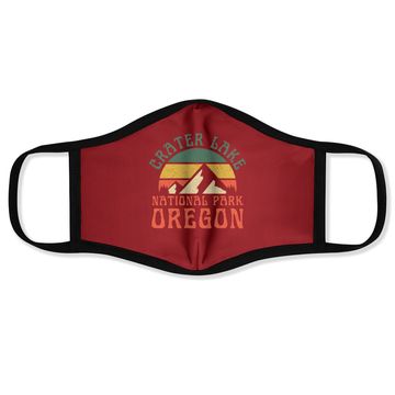 Discover Crater Lake National Park Oregon Mountains Retro Sunset Face Mask