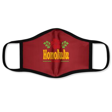 Discover Honolulu Hawaii Flowers Distressed Color Print Face Mask