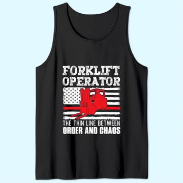 Discover Forklift Operator The Thin Line American Flag Tank Top