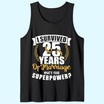 Discover 25 years of marriage superpower 25th wedding anniversary Tank Top