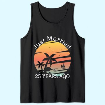 Discover 25th Wedding Anniversary Cruise Just Married 25 Years Tank Top