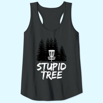 Discover Stupid Tree Disc Golf Tank Top Funny Frisbee Golf Tee Tank Top