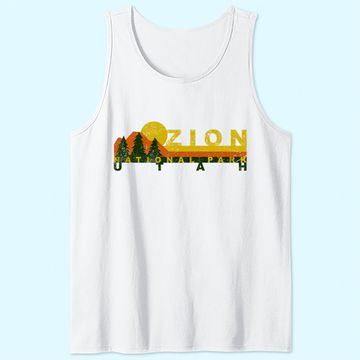 Discover Zion National Park Sunny Mountain Treeline Tank Top