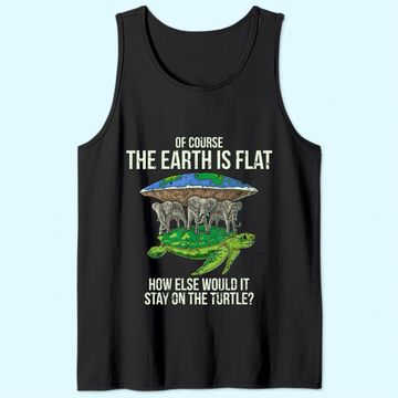 Discover Flat Earth Society Tank Top Turtle Elephants Men Women Gift